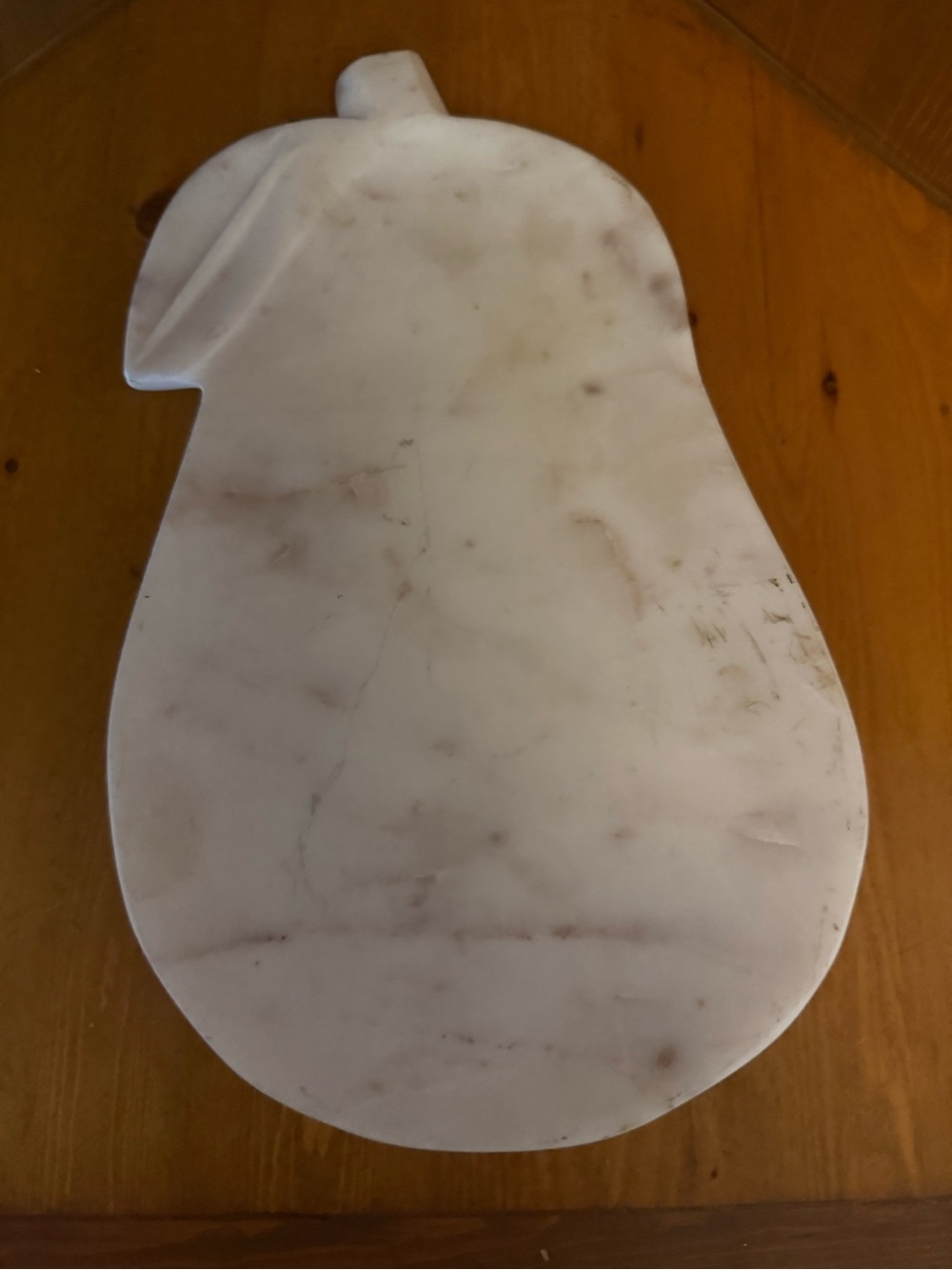 Pear-Shaped Marble Serving Board - White with Subtle Veining